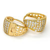 Argolla Huggie 02.217.0030.20 Oro Laminado, Diseño de Chunky, con Zirconia Cubica Blanca, Pulido, Dorado