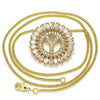 Collares con Dije 04.210.0024.20 Oro Laminado, Diseño de Iniciales, con Zirconia Cubica Blanca, Pulido, Dorado