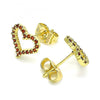 Arete Dormilona 02.156.0499.2 Oro Laminado, Diseño de Corazon, con Micro Pave Granate, Pulido, Dorado