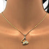 Collares con Dije 04.156.0053.20 Oro Laminado, Diseño de Mariposa, con Micro Pave Blanca, Pulido, Dorado