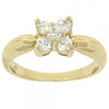 Anillo Multi Piedra 5.166.016.09 Oro Laminado, Diseño de Flor, con Zirconia Cubica Blanca, Pulido, Dorado