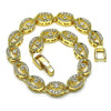 Pulsera Elegante 03.210.0155.07 Oro Laminado, Diseño de Ojo Griego, con Micro Pave Blanca, Pulido, Dorado