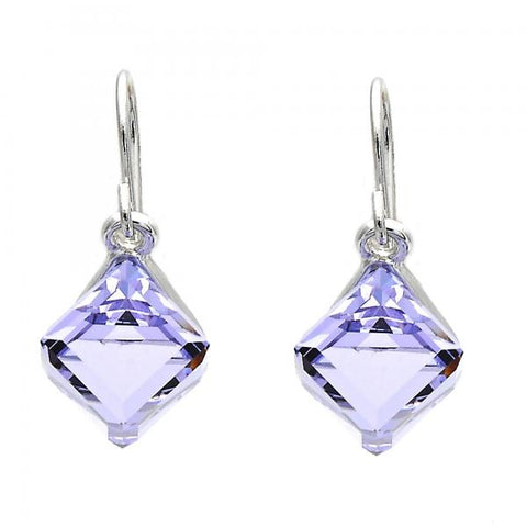 Arete Colgante 02.239.0002.2 Rodio Laminado, con Cristales de Swarovski Amethyst, Pulido, Rodinado