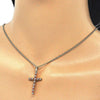 Collares con Dije 04.284.0013.1.22 Oro Laminado, Diseño de Cruz, con Zirconia Cubica Granate y Blanca, Pulido, Dorado