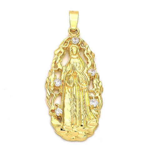 Dije Religioso 5.185.009 Oro Laminado, Diseño de Guadalupe, con Zirconia Cubica , Diamantado, Dorado