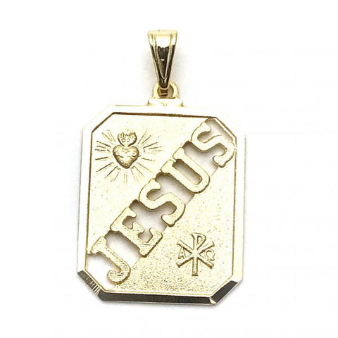 Dije Religioso 05.09.0088 Oro Laminado, Diseño de Sagrado Corazon de Jesus, Resinado, Dorado