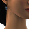 Arete Gancho Frances 02.239.0014.8 Rodio Laminado, Diseño de Gota, con Cristales de Swarovski Denin Blue, Pulido, Rodinado