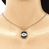 Collares con Dije 04.313.0030.20 Oro Laminado, Diseño de Ojo Griego, con Micro Pave Blanca, Esmaltado Negro, Dorado