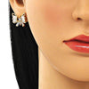 Arete Dormilona 02.387.0085 Oro Laminado, Diseño de Mariposa, con Zirconia Cubica Blanca, Pulido, Dorado