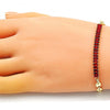 Pulsera Elegante 03.130.0013.2.08 Oro Laminado, Diseño de Puff Mariner, con Zirconia Cubica Granate, Pulido, Dorado