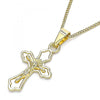 Collares con Dije 04.242.0105.20 Oro Laminado, Diseño de Crucifijo, Pulido, Dorado