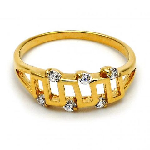 Anillo Multi Piedra 01.63.0141.08 Oro Laminado, con Zirconia Cubica Blanca, Pulido, Dorado