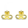 Arete Dormilona 02.156.0529 Oro Laminado, Diseño de Infinito, con Micro Pave Blanca, Pulido, Dorado