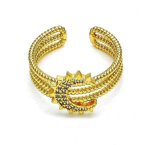 Anillo Multi Piedra 01.310.0023 Oro Laminado, Diseño de Luna, con Micro Pave Blanca, Pulido, Dorado