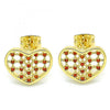 Arete Dormilona 02.156.0476.2 Oro Laminado, Diseño de Corazon, con Micro Pave Granate, Pulido, Dorado
