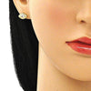 Arete Dormilona 02.156.0555 Oro Laminado, Diseño de Ojo Griego, con Micro Pave Zafiro Azul y Blanca, Pulido, Dorado