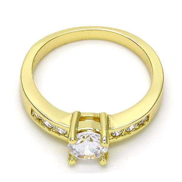 Anillo Multi Piedra 01.99.0090.09 Oro Laminado, con Zirconia Cubica Blanca, Pulido, Dorado