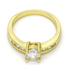 Anillo Multi Piedra 01.99.0090.09 Oro Laminado, con Zirconia Cubica Blanca, Pulido, Dorado