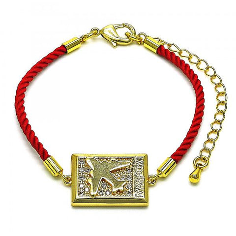 Pulsera Elegante 03.193.0013.06 Oro Laminado, Diseño de Avión, con Micro Pave Blanca, Pulido, Dorado