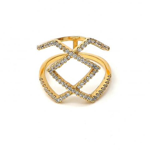 Anillo Multi Piedra 01.155.0026.06 Oro Laminado, con Zirconia Cubica Blanca, Pulido, Dorado