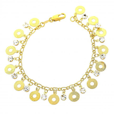 Pulsera de Dije 03.63.1170.07 Oro Laminado, con Zirconia Cubica Blanca, Diamantado, Dorado