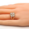 Anillo Multi Piedra 01.210.0058.08 Oro Laminado, con Zirconia Cubica Blanca, Pulido, Dorado