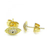 Arete Dormilona 02.156.0555 Oro Laminado, Diseño de Ojo Griego, con Micro Pave Zafiro Azul y Blanca, Pulido, Dorado