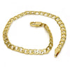 Pulsera Básica 5.222.006.07 Oro Laminado, Diseño de Cubana, Pulido, Dorado
