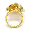Anillo Multi Piedra 01.241.0031.07 Oro Laminado, Diseño de Flor, con Cristal Blanca, Pulido, Dorado