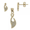 Juego de Arete y Dije de Adulto 10.156.0014 Oro Laminado, con Micro Pave , Dorado