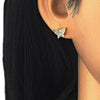 Arete Dormilona 02.336.0101.2 Plata Rodinada, Diseño de Mariposa, con Zirconia Cubica Blanca, Pulido, Dorado