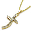 Collares con Dije 04.284.0014.22 Oro Laminado, con Zirconia Cubica Blanca, Pulido, Dorado