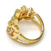 Anillo Multi Piedra 01.210.0052.08 Oro Laminado, con Zirconia Cubica Blanca, Pulido, Dorado