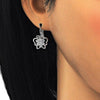 Arete Gancho Frances 02.210.0221.4 Rodio Laminado, Diseño de Mariposa y Flor, Diseño de Mariposa, con Zirconia Cubica Blanca, Pulido, Rodinado