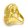 Anillo Multi Piedra 01.241.0029.07 Oro Laminado, Diseño de Llave Griega, con Cristal Blanca, Pulido, Dorado