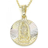 Dije Religioso 05.351.0064 Oro Laminado, Diseño de Guadalupe, Diamantado, Tricolor