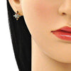 Arete Orejera 02.210.0632 Oro Laminado, con Zirconia Cubica Multicolor, Pulido, Dorado