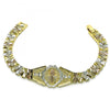 Pulsera Elegante 03.351.0144.07 Oro Laminado, Diseño de Divino Nino, Diamantado, Tricolor
