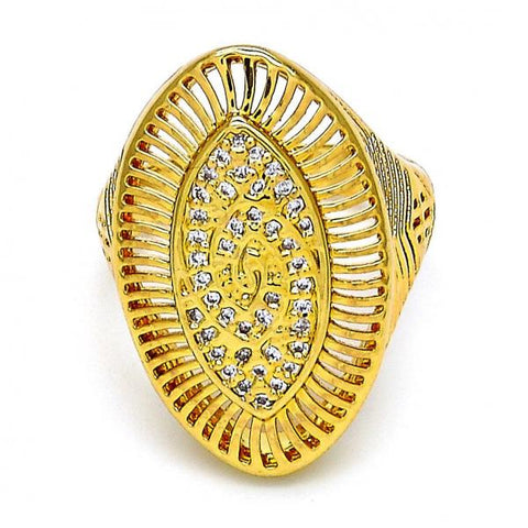 Anillo Multi Piedra 01.118.0032.07 Oro Laminado, con Micro Pave Blanca, Pulido, Dorado