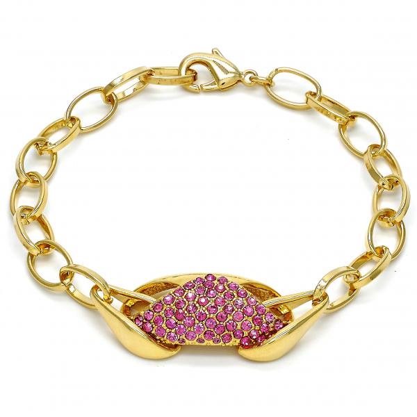 Pulsera Elegante 03.59.0062.09 Oro Laminado, con Cristal Fucsia, Pulido, Dorado