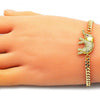 Pulsera Elegante 03.368.0074.08 Oro Laminado, Diseño de Elefante, con Micro Pave Blanca y Rubi, Pulido, Dorado