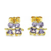 Arete Dormilona 02.387.0021.3 Oro Laminado, Diseño de Nino Pequeno y Nina Pequena, Diseño de Nino Pequeno, con Zirconia Cubica Amatista, Pulido, Dorado