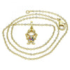 Collares con Dije 04.210.0042.1.18 Oro Laminado, Diseño de Nina Pequena, con Micro Pave Multicolor, Pulido, Dorado
