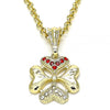 Dije Elegante 05.351.0085.1 Oro Laminado, Diseño de Corazon, con Cristal Granate y Blanca, Pulido, Dorado