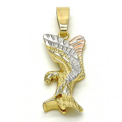 Dije Elegante 5.180.005 Oro Laminado, Diseño de Aguila, Diamantado, Tricolor