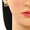 Arete Dormilona 02.342.0208 Oro Laminado, con Zirconia Cubica Verde y Micro PaveBlanca, Pulido, Dorado