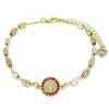 Pulsera Elegante 03.253.0059.1.07 Oro Laminado, Diseño de Guadalupe, con Cristal Granate, Diamantado, Tricolor