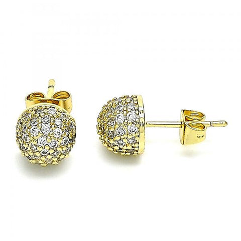 Arete Dormilona 02.344.0108 Oro Laminado, con Micro Pave Blanca, Pulido, Dorado
