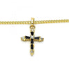 Collares con Dije 04.284.0009.2.20 Oro Laminado, Diseño de Cruz, con Zirconia Cubica Negro y Blanca, Pulido, Dorado