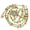Rosario Fino 09.253.0059.20 Oro Laminado, Diseño de Caridad del Cobre, con Micro Pave Blanca, Diamantado, Tricolor